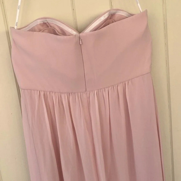 NEW, Social Bridesmaids,‎ Dessy Group, Strapless Front Slits Draped Gown, Blush - Picture 6 of 7